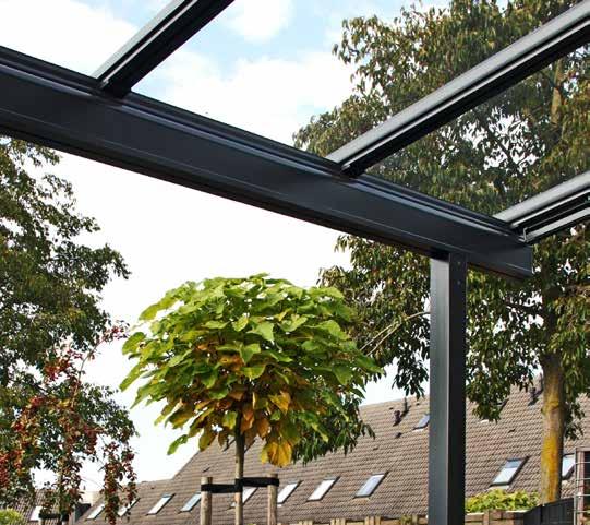 ÉÉN PRODUCT VELE MOGELIJKHEDEN Design De terrasdaken van ERHARDT zijn bijzonder stabiele aluminiumconstructies.