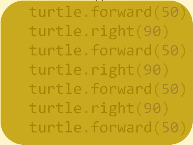 Functies gebruiken import turtle #Definitie: instructies voor vierkant def vierkant(): turtle.forward(50) turtle.