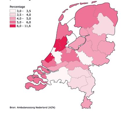 28. Ziekteverzuim Het ziekteverzuim binnen de ambulancesector wordt niet alleen in een algemeen gemiddeld ziekteverzuimpercentage weergegeven, maar is ook opgesplitst in vijf verschillende tijdvakken