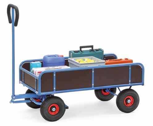 HANDTREKWAGENS Zuiver gelaste constructie van stalen buis of profielstaal Gepoedercoat blauw