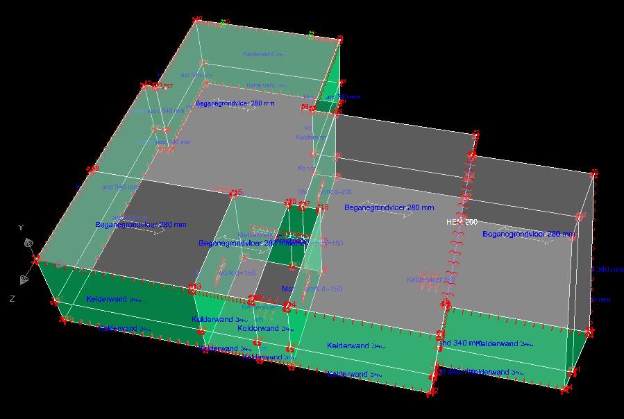 11 Uitvoer kelderconstructies De gehele kelder is in 3D gezet om