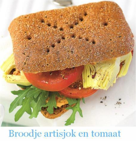 Broodje met artisjok en tomaat (9) 20 min - min 2 gemakkelijk 15 g Zonnebloempitten 3 30 g Zongedroogde tomaten, zonder olie 2 60 g Zuivelspread naturel, light44 Points 4 Peper en zout 0 1 handvol