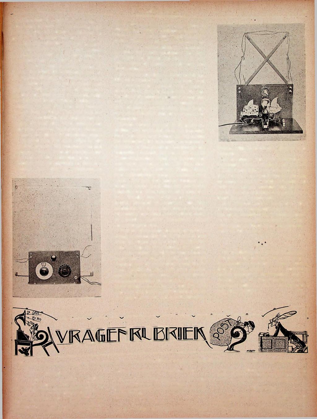 radio-expres. 135 De uitvoering is volgens schema fig. 2. Het raam bestaat uit een tweetal wikkelingen, vlak bij elkaar gewikkeld, en * 45 cm in het vierkant voor den 30 50 m band.