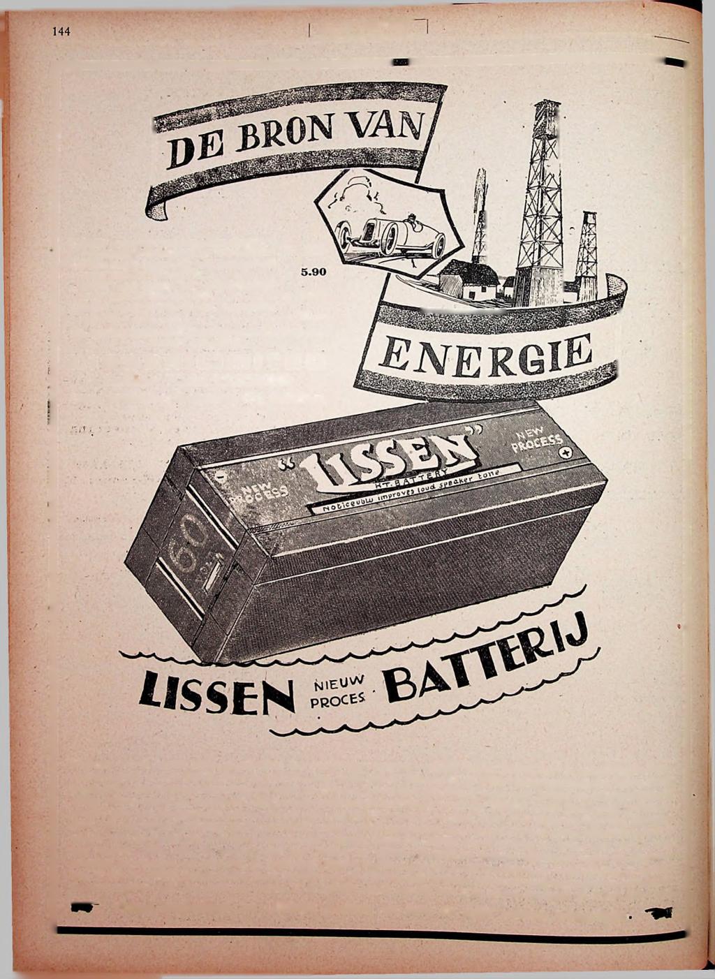 RADIO-EXPRES. LISSEN negatieve roosterspanningsbatterij 9 volt ongeevenaard in kwaliteit fl. 1.25 LISSEN anode batterij 60 volt gegarandeerd (maar geeft tot 66 volt) NU.