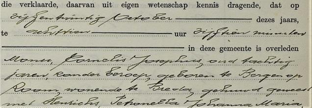 laatste betrekking van Cornelis Josephus is te Breda, alwaar hij overlijdt als weduwnaar.