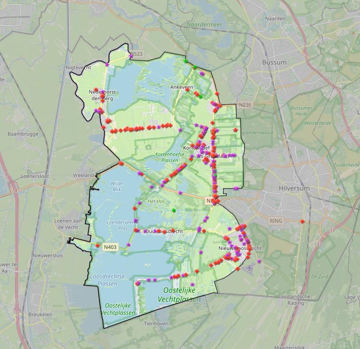 Fietsverkeer Figuur 25: Reacties gefilterd op thema fiets. Voor fietsverkeer springen de kruispunten van het Noordereinde/ Zuidereinde met de Kerklaan en Herenweg eruit als knelpunt.