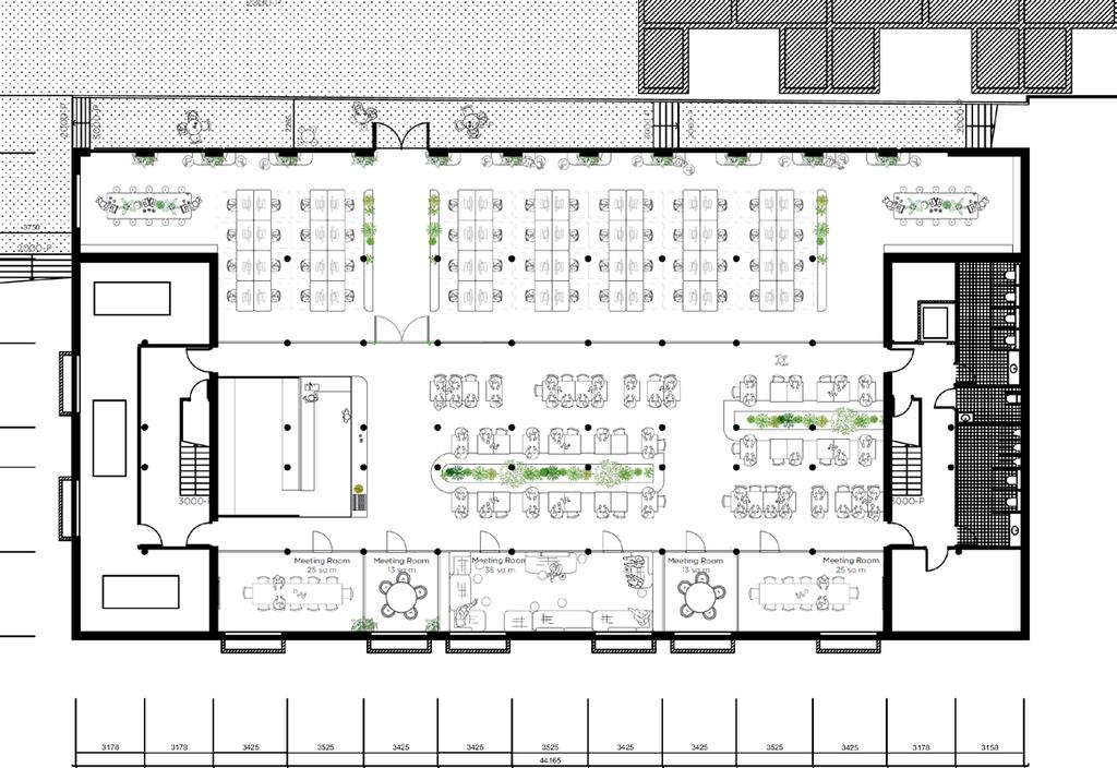 TUINVERD IEPING 10 Level -1 Een rauwe ruimte met directe toegang tot de tuin. Via koekoeks aan straatzijde en grote glazen puien aan de tuin komt het licht binnen.