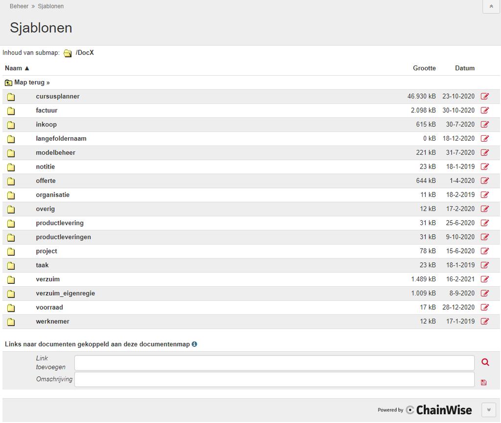 In ChainWise kun je op verschillende locaties een of meerdere sjablonen gebruiken waarmee je documenten kunt genereren.