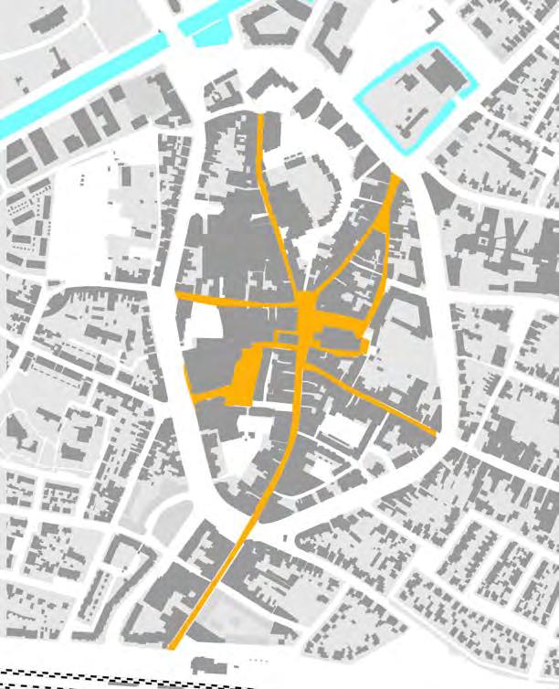 Formele structuur Formele structuur De huidige ruimtelijke structuur van de binnenstad bestaat grotendeels uit het middeleeuwse stratenpatroon bestaande uit de Markt en vijf uitlopers: Beekstraat,