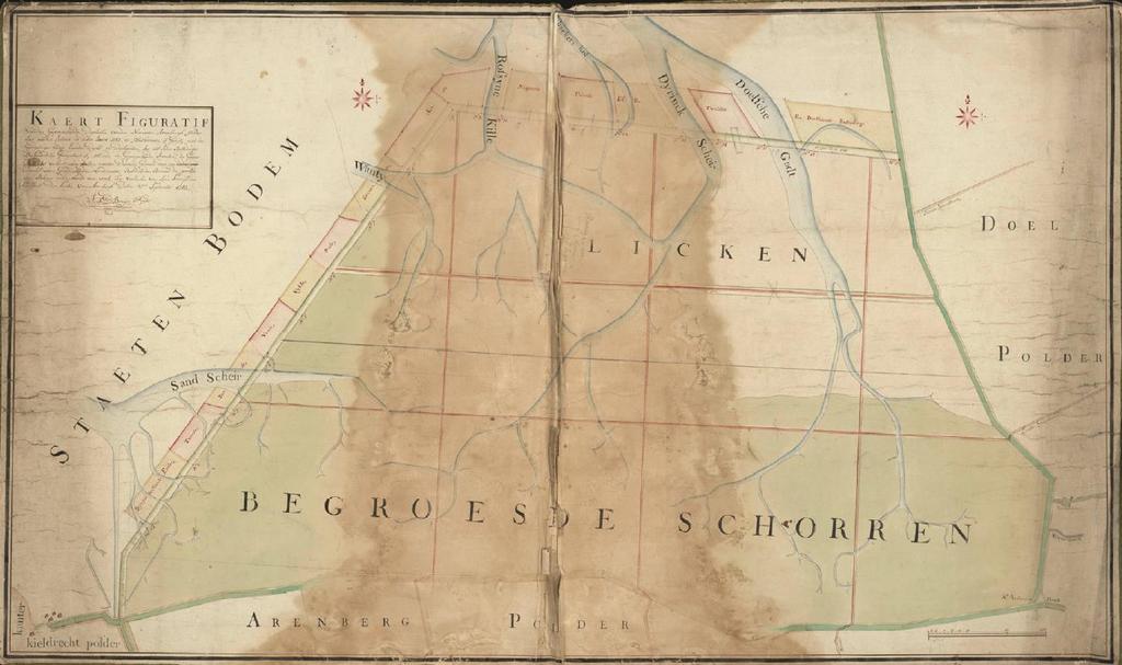 Figuur 9: Bedijkingsplan van de Nieuw-Arenbergpolder, 1783 (ARA, Kaarten en Plans II, n