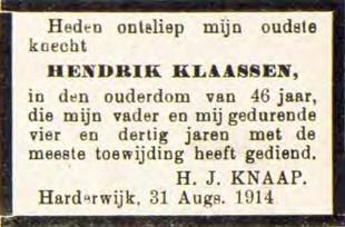 levenslicht. Een paar dagen later op 13 augustus krijgen Aart Hoeve en Dreesje Migchelsen een dochter die de naam Bertha krijgt. Een sterfgeval is er in de familie Klaassen.