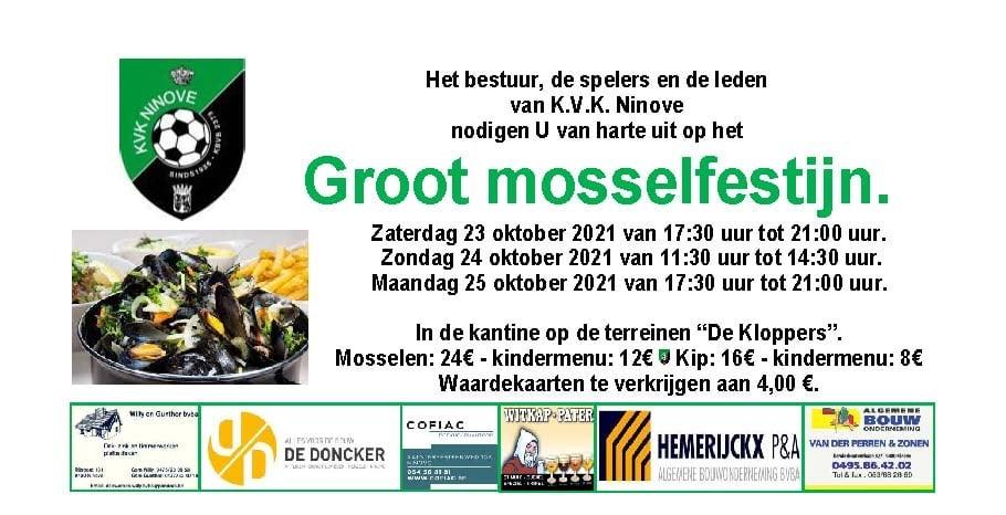 KVK NINOVE NIEUWS NOTEER NU AL IN JE AGENDA: HET ALOM GEKENDE GROOT MOSSELFESTIJN KOMT ER AAN!