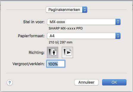 PRINTER AFDRUKKEN IN EEN MAC OS-OMGEVING Aan de hand van het volgende voorbeeld wordt uitgelegd hoe u een -document kunt afdrukken vanuit "TextEdit", een