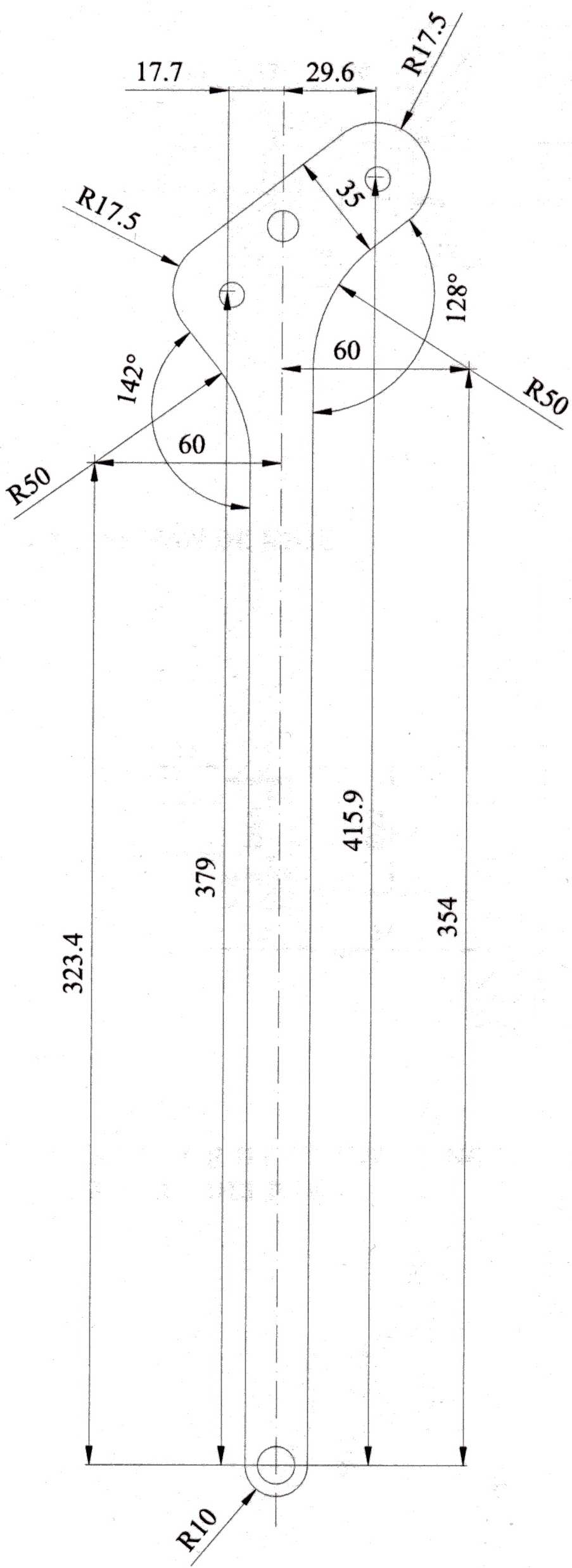 (a) (b) Figuur A.2: (a) Tkning van ht ndrbn gbruikt in d thsis van Tm Fabri. (b) Vrnvudiging van ht ndrbn m gmakklijk ht traaghidsmmnt t kunnn brknn.