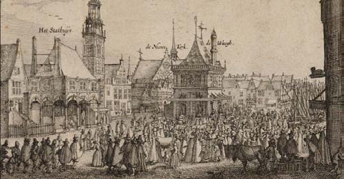 Het stadsbestuur was het daar niet zomaar mee eens; allereerst werd bepaald dat alles naar binnen open moest draaien, dat de markthandel tot voor de deur te gedogen was (deel vismarkt!