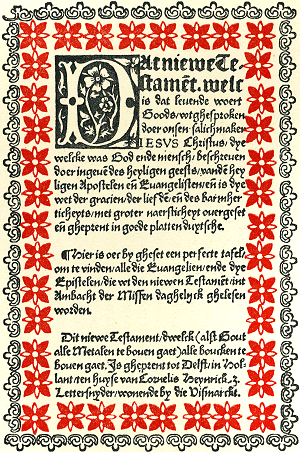6 Titelblad van het Nieuwe Testament naar Erasmus, in 1524 verschenen bij Cornelis Heynricksz. Lettersnyder te Delft.