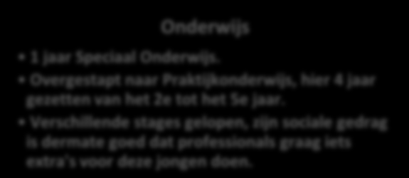 Type Interventie (8) Jongeman, 23 jaar oud Gezinssituatie: Positief/Negatief: Woont thuis; tweeoudergezin.