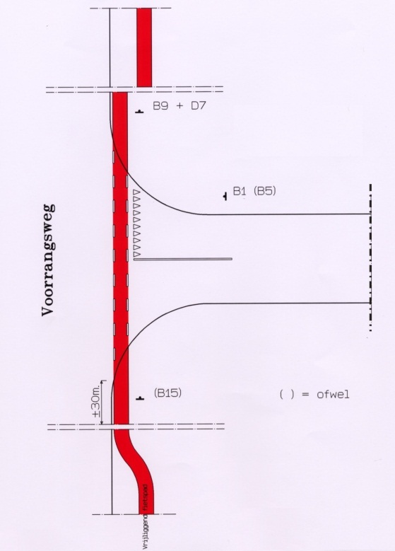 Een vluchtheuveltje tussen rijweg