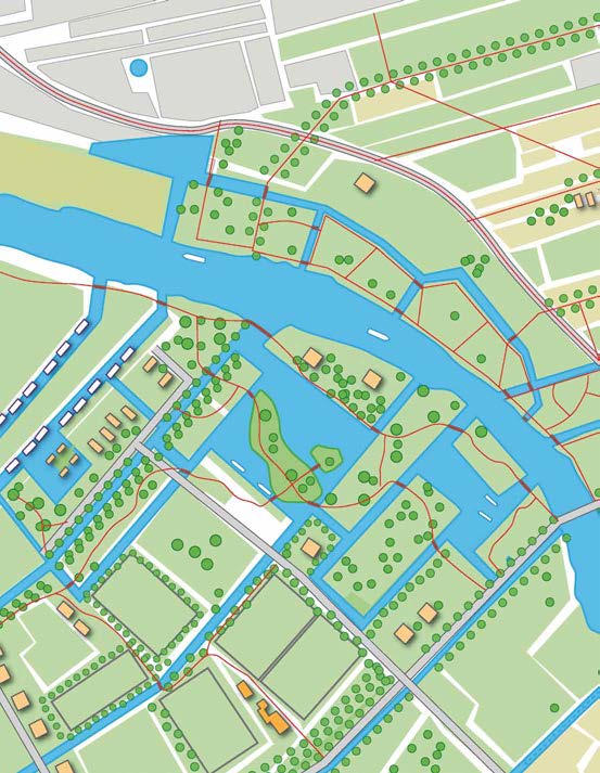 doorgaand wandel/fietspaddoorgaand plekken wandel/fietspad aan t water plekken aan t water kassen kassen tuinen tuinen verharding bedrijf verharding orientatie bedrijf gebouwen orientatie autoweg