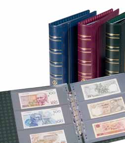 50 Bankbiljettenalbum OPTIMA bankbiljettenalbums Ringband in Classic design voor het opbergen van bankbiljetten. Hoge kwaliteit kunstlederen omslag in rood, groen of blauw.