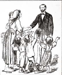 Dankbaarheid over het Kinderwetje van Van Houten uit 1874, tekening Elias Spanier.