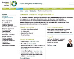 Homepagina Databank Effectieve Jeugdinterventies. mogelijk om dit in de vorm van een databank te doen.