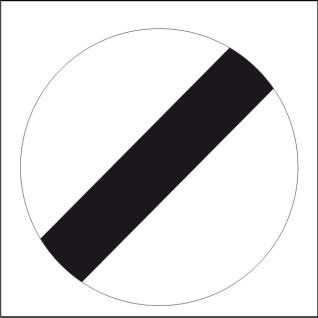 Einde Voorrangsweg S.B. 2000 no. 68 64. Rond bord; wit met rode rand; zwarte cijfers en letters.