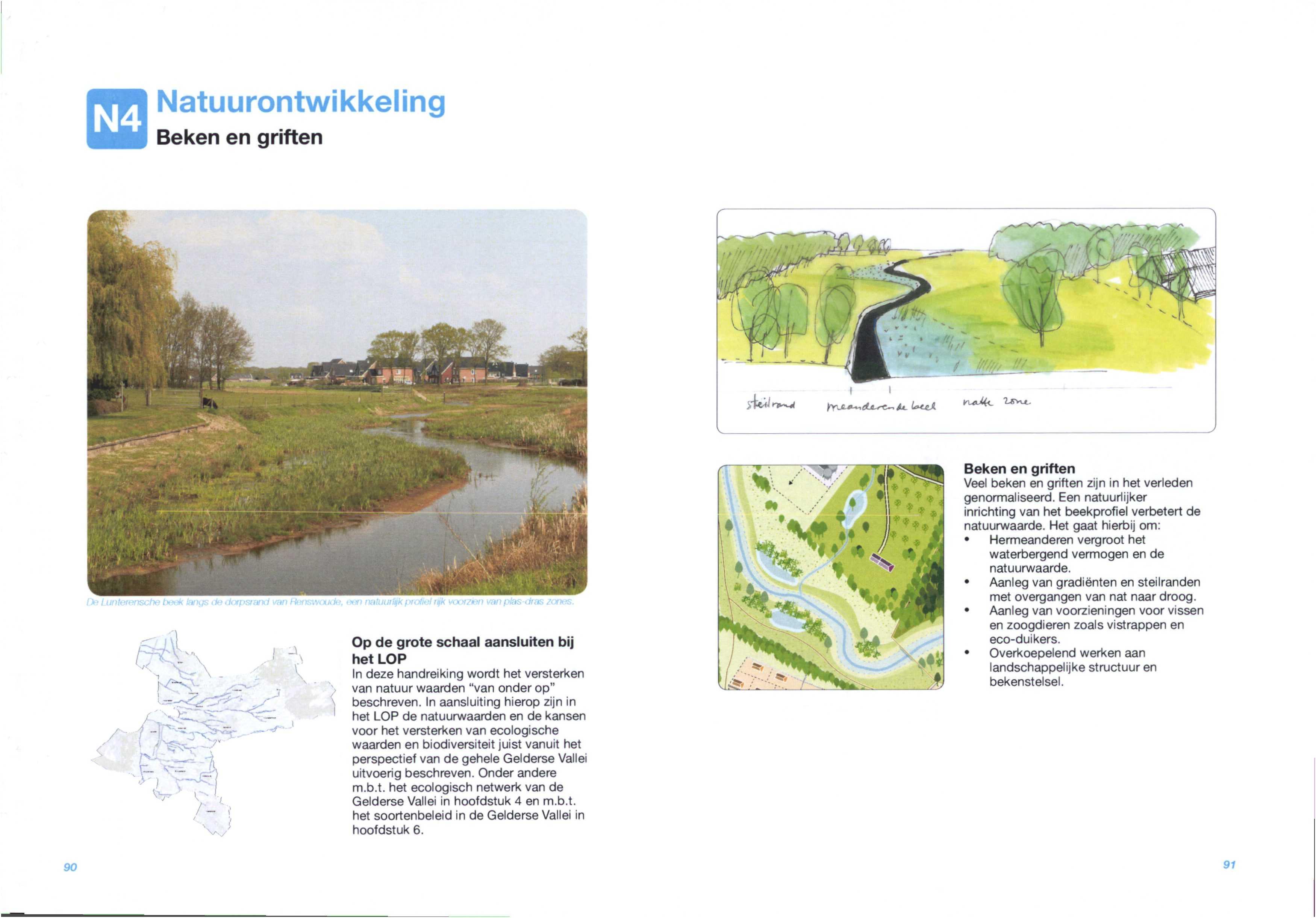 N4 Natuurontwikkeling Beken en griften 09 Lunterensche heek langs iie litxpsiand van Ret^yoLkie, een natuurlijk profiel njk voorzien van pias-dras zones.