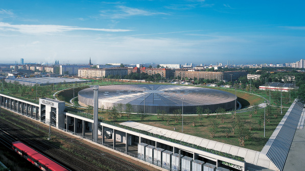 Sportaccomodaties Velodroom en Zwembaden, Berlijn, Duitsland OSB Sportstättenbau, Berlijn Architecten: Dominique Perrault, Parijs Reichert, Pranschke, Maluche, München Schmidt-Schicketanz &