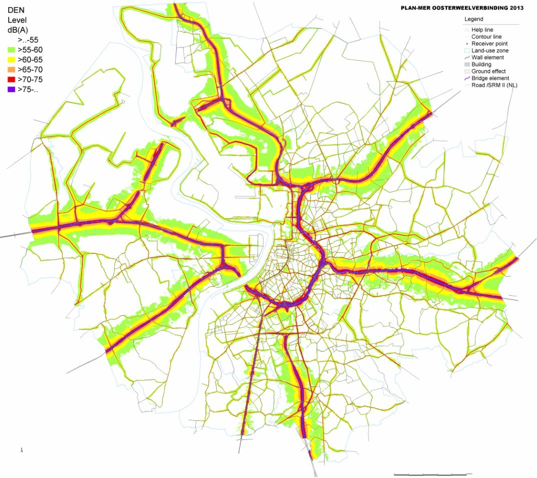 minst positieve effecten bij REF 4.3.0 (Masterplan 2020 + Tunnel t.h.v. Kennedytunnel + ontwikkeling R1 met DRW/SRW).