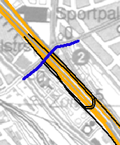 Voorbij het knooppunt wordt het tracé gesplitst in twee armen, naargelang de herkomst/bestemming van het verkeer: een arm richting noorden (E19, A12) en een arm richting zuiden (R1, E313/E34 en