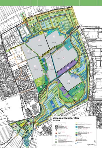 Figuur 1 Plangebied Oostland / Groenzone (links) en de deelgebieden Oostlanden (blauw), Groenzoom (groen) en Katwijkerbuurt (oranje) Relevante ontwikkeling in de omgeving is de hoogwaardige