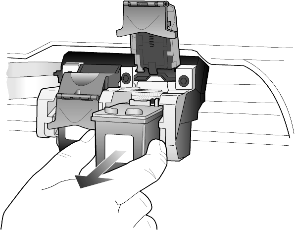 Zie Inktcassettes bestellen op pagina 71 voor informatie over het bestellen van nieuwe inktpatronen. 1 Zet het apparaat aan en open de toegangsklep voor de wagen met inktpatronen.
