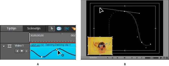 Effecten animeren 222 Hoofdframes verplaatsen Wanneer u hoofdframes verplaatst, verplaatst u de waarden en de instellingen in de hoofdframes.