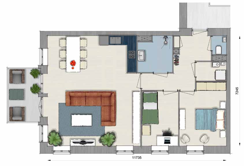 ca. 18 m 2 3 kamers Inclusief parkeerplaats Extra privé (fietsen)berging Appartementen op 1 e en 2 e