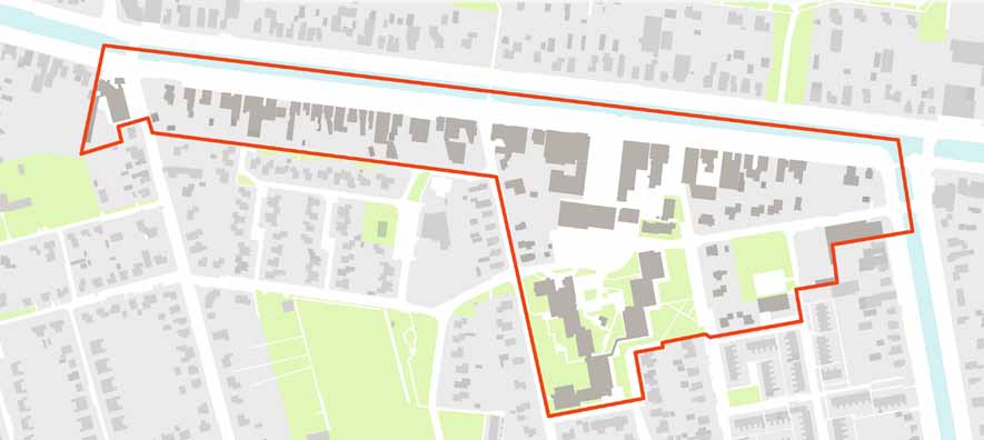 Plangebied richting station/ haven Schooldijk Vaart Zuidzijde Valkeniersweg Vaart Noordzijde nieuwe vaarverbinding Wijkstraat Karel Palmstraat Zijtak Westzijde Dreef Oldersheem Jachthoorn Sportlaan