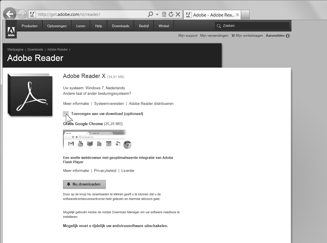 10 Adobe Reader X downloaden en installeren Als u het programma Adobe Reader X nog niet op uw computer heeft staan,