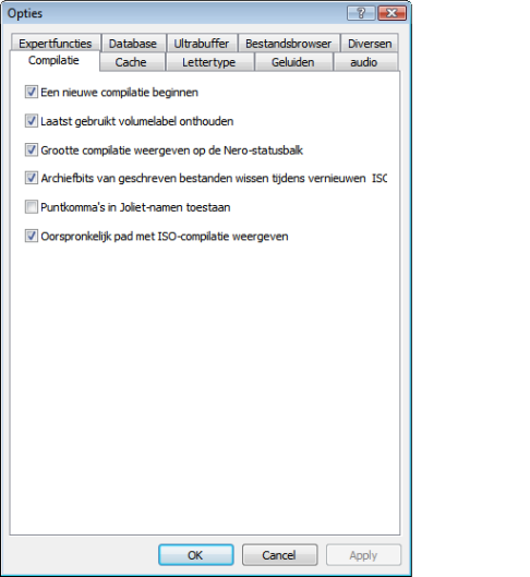 Configuratieopties 16 Configuratieopties U kunt voor het werken met Nero Burning ROM opties opgeven in het venster Opties.