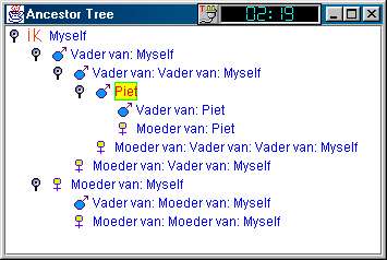 Tree99 :stamboom Telkens u een knooppunt opent, komen er dynamisch twee knooppunten bij met als naam 'Vader van' en 'Moeder van' import java.awt.*; import java.awt.event.*; import java.util.