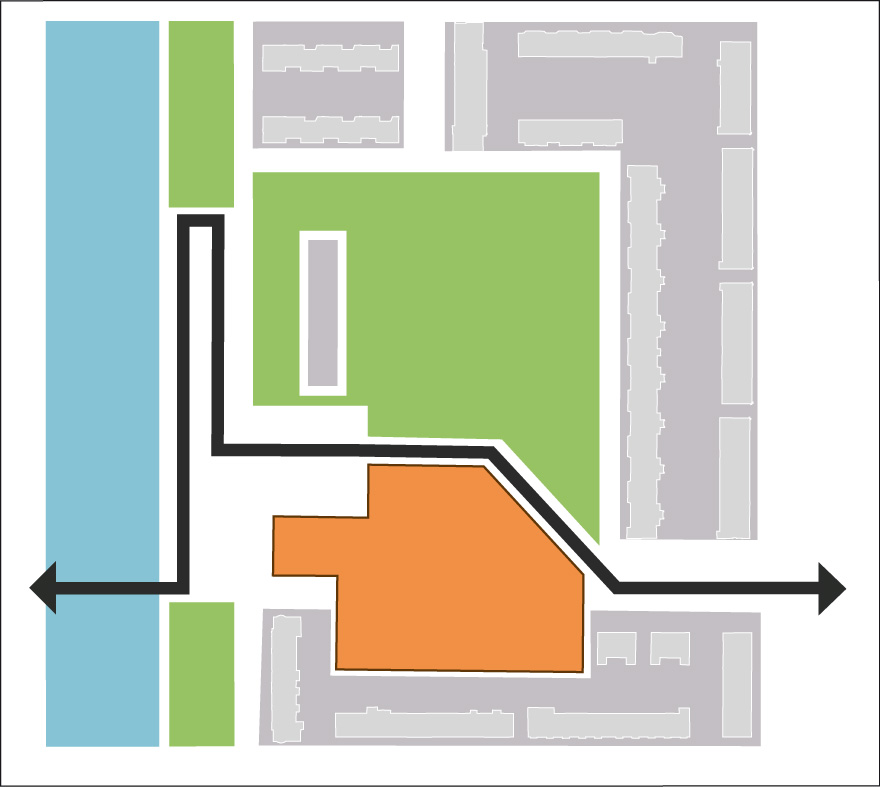 3.2.6 scenario 'tijdelijk' Indien op dit moment wordt gekozen voor behoud van de scholen, dan kan ook een tijdelijke aanlanding aangelegd worden.