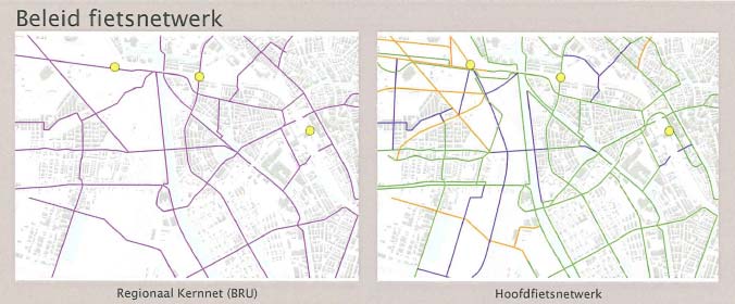 Kaart 3: Regionaal Kernnet (BRU) en Hoofdfietsnetwerk uit het Gemeentelijke Vervoer Plan 2.1.3 Verwacht gebruik Er zijn geen verkeersmodellen beschikbaar die fietsstromen in kaart kunnen brengen.