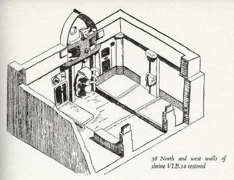 Onderstaand een tekening van deze tempel tijdens de oudste periode VI.B.