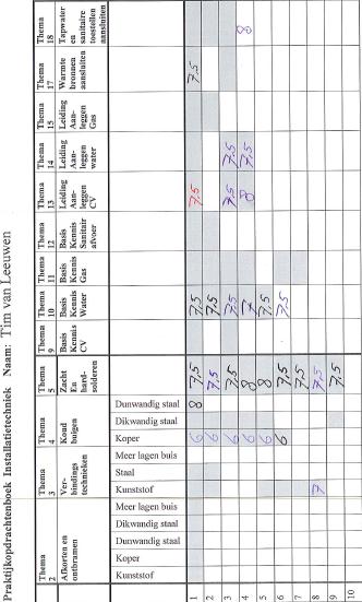4. Praktijk op school Tim loopt voor op de planning. Het hoogste cijfer dat ik geef is een 8.