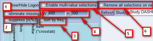 missings; Sort by freq; Width, Height.