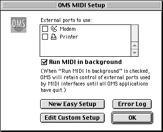 Installatie en instellingen van de driver (Mac OS 9) fig. 7. Kies Open uit het File menu. Uit de OMS Setting map die u bij stap 3 heeft gekopieerd, selecteert u het UA-4FX bestand.