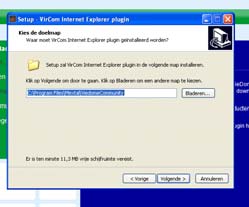 Nu verschijnt het setup scherm van de VieDome community Internet Explorer Plug-in.