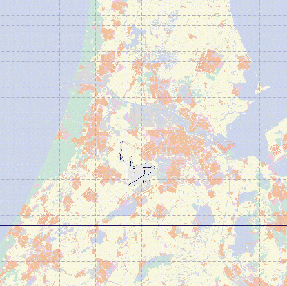 Op de rechter figuur is bij wijze van voorbeeld aangegeven waar vliegtuigen zich momenteel boven de regio rond Schiphol bevinden en welke banen voor starts (groen) en landingen (oranje) in gebruik