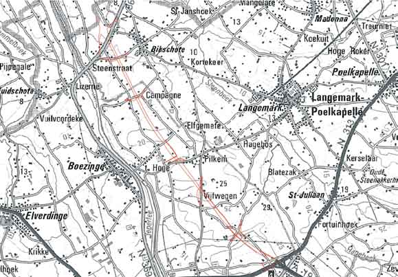 VIOE - Rapporten 02 12 Het geplande traject van de A19. The scheme for the A19 motorway. (Langemark-Poelkapelle).