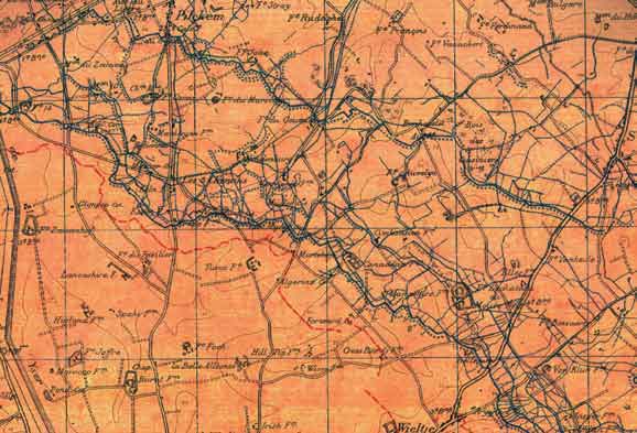 - II: Thematisch inventarisatie- en evaluatieonderzoek 15 Een Franse trenchmap van het gebied waar de A19 doorgetrokken zal worden (Région de Merckem-Ypres, 5 may 1916, 1:20.000).