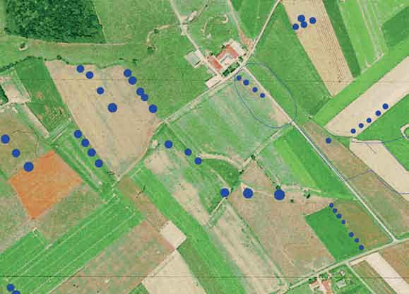 - II: Thematisch inventarisatie- en evaluatieonderzoek 11 In G.I.S werden alle sporen vrij gedetailleerd ingetekend: enkele sites geprojecteerd op een orthofoto [Kleurenorthofoto s, 1:30.